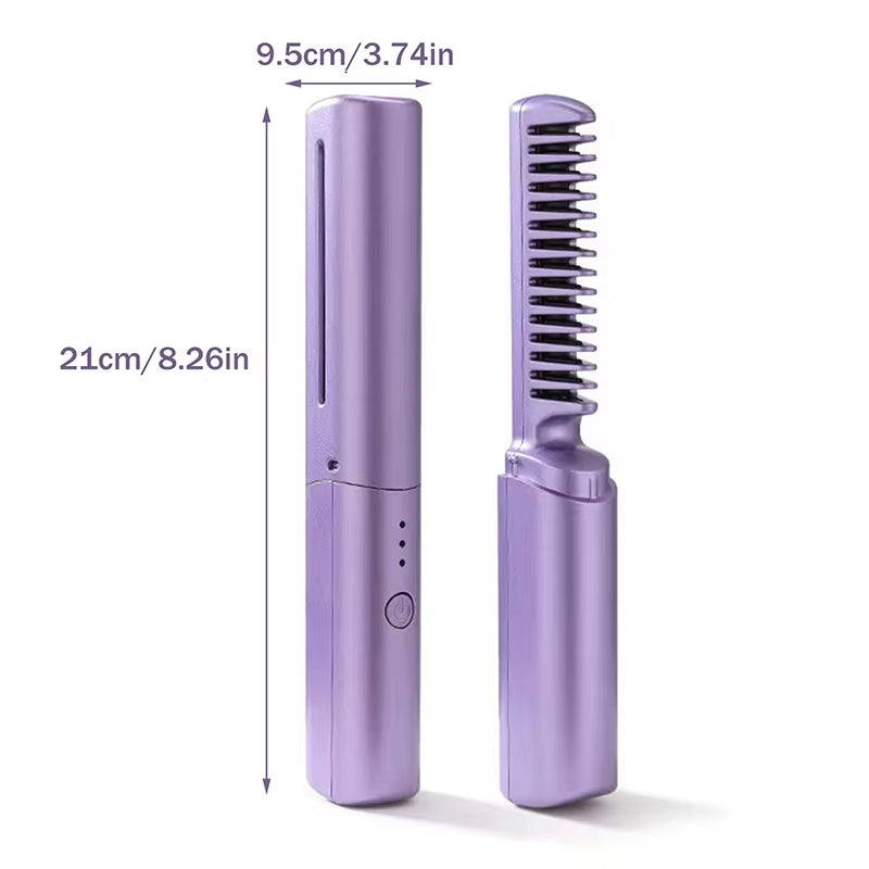 Comb 2 in 1 Upgrade Version Wireless Hair Straightener and Curler USB Charging