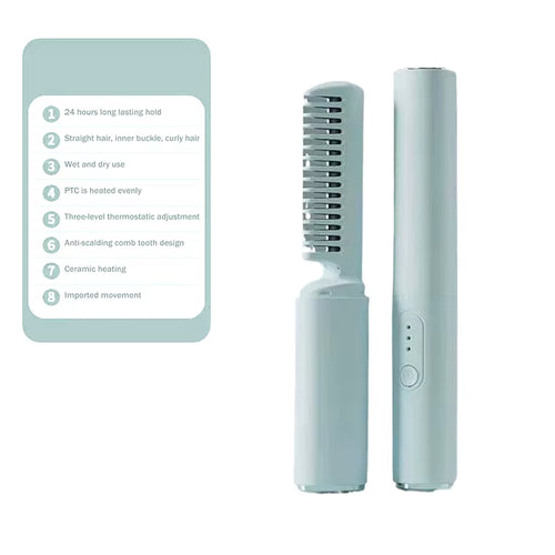 Comb 2 in 1 Upgrade Version Wireless Hair Straightener and Curler USB Charging