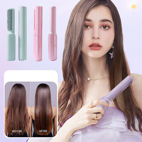 Comb 2 in 1 Upgrade Version Wireless Hair Straightener and Curler USB Charging